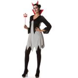 Fantasia de Diaba Diabinha Adulto Feminina Halloween com Chifres e Tridente - Fantasias carol fsp