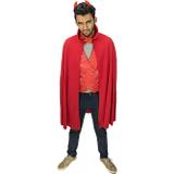 Fantasia de Diabo Luxo Com Capa Chifre e Gravata Halloween Adulto - Fantasias carol kb