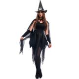Fantasia de Halloween Feminina Adulta Bruxa Agnes Com Chapéu e Capa - Fantasias carol fsp