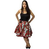 Fantasia de Halloween Feminina Saia Caveira Mexicana com Rosas Vermelhas - Fantasias carol kb