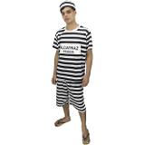 Fantasia de Presidiário Ladrão Curto Com Gorro Adulto - Fantasias carol kb
