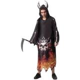 Fantasia Diabo Adulto de Halloween Caveira de Fogo e Capuz Com Chifres - Fantasias carol fsp