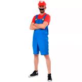 Fantasia do Super Mario Adulto Verão Com Boina e Bigode - Sulamericana