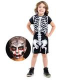 Fantasia Esqueleto com Maquiagem - Halloween