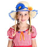 Fantasia - Festa Junina - Chapéu Caipira Luxo - Flores - Com Trança - Azul - Sulamericana