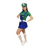 Fantasia Luigi do Super Mario Feminina Cosplay - Jade fashion