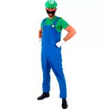 Fantasia Luigi Masculino Adulto Com Luvas Bigode e Chapéu - Sulamericana