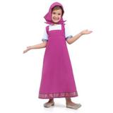 Fantasia Masha E O Urso Marsha Infanti Vestido E Lenço Masha - Sulamericana