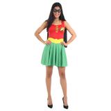 Fantasia Robin Feminina Verão Adulto - Liga da Justiça