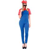 Fantasia Super Mario Brós Feminina Adulto Luxo Com Bigode e Chapéu - Sulamericana