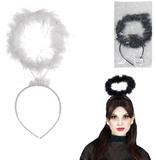 Fantasia Tiara Aureola De Anjo Preto Branco Para Festa 28x15 - Interponte