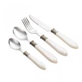 Faqueiro 24 Peças Aço Inox com Cabo Plástico Mother Pearl Lyor Prata
