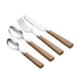 Faqueiro 24 Peças Aço Inox com Cabo Plástico Rattan Lyor Prata