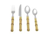 Faqueiro 24 Peças em Aço Inox Cabo Plástico Bambu Natural - Lyor