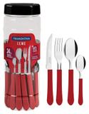 Faqueiro 24Pcs Leme Vermelho Aço Inox Tramontina