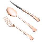 Faqueiro 48 Pcs De Aço Inox Pvd Rosé Gold Berna Estojo De Madeira - Wolff