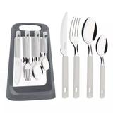 Faqueiro Branco 25 Peças Inox Com Suporte Plástico Oasis Tramontina