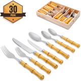 Faqueiro com Cabo Amarelo 42 Peças Gomes Bon Gourmet - Rojemac