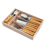 Faqueiro De Aço Inox 24 Pcs Com Cabo De Plastico Bamboo - Bon gourmet