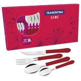 Faqueiro Inox 24 Pcs Leme Vermelho Tramontina