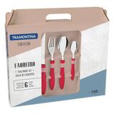 Faqueiro Inox 24 Peças Cor Cor Vermelho Tramontina