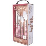 Faqueiro Inox 24 Peças Royal Vermelho - Euro Home
