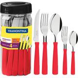 Faqueiro inox New Kolor vermelho 20 peças - Tramontina