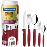 Faqueiro Talheres Inox Tramontina Ipanema 30 Peças Vermelho
