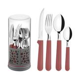 Faqueiro Tramontina 23299784 Multiply Inox 27 Peças Vermelho Marsala