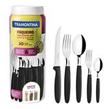 Faqueiro Tramontina Ipanema Inox e cabo Preto com Pote Plástico 30 Peças
