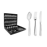 Faqueiro Tramontina Pacific Inox Facas de Mesa Forjadas Alto Brilho e Estojo de Madeira 76 Peças