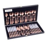 Faqueiro Wolff Pisa 48 Peças Aço Inox E Pvd Rose Gold Com Estojo