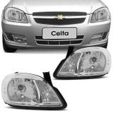 Farol Celta 2006 a 2015 Prisma 2007 2008 2009 2010 2011 2012 Máscara Cromada Foco Simples - Prime