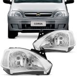 Farol Corsa Hatch Sedan Montana 2003 2004 2005 2006 2007 2008 2009 2010 Máscara Cromada - Prime