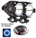 Farol De Milha Moto U7 3 Efeitos Luz Pisca Alta Baixa Angel Branco - Elite