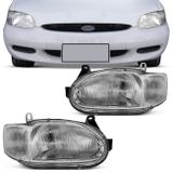 Farol Escort Zetec Perua Zetec SW 1997 1998 1999 2000 2001 2002 Máscara Cromada Foco Simples - Prime