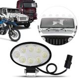 Farol Milha Oval 8 Leds 24w 12/24V Carro Troller Jeep Off-road Caminhão Auxiliar Neblina - Prime