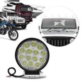 Farol Milha Redondo 14 Leds 42w 12/24V Carro Troller Jeep Off-road Caminhão Auxiliar Neblina - Prime