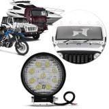 Farol Milha Redondo 9 LEDs 27W 12/24V Universal Auxiliar Neblina Carro Moto Caminhão Trator - Prime
