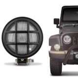 Farol Milha Redondo Off Road Preto Grade e Manejo Jeep Pick Up Caminhão Camionete Troller Universal - Fortluz