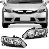 Farol New Civic 2007 2008 2009 2010 2011 Máscara Negra Foco Duplo - Prime