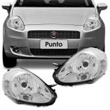 Farol Punto 2007 2008 2009 2010 2011 2012 Máscara Cromada Foco Simples - Prime