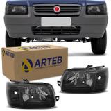 Farol Uno Mille 2004 a 2014 Fiorino 2004 a 2013 Máscara Negra Foco Simples Pitbull Original Arteb