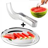 Fatiador de Melancia em Aco Inox + Travessa Oval Fackelmann Hudson