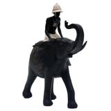 Figura decorativa de resina - elefante com africano - Btc decor