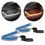 Fita de LED DRL Dual Color Universal 3000K 6000K 12V Farol e Seta Luz Diurna Daylight 30cm - Suns farois