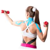 Fita Kinesio Muscle Fix 5x25cm Pré Cortada cor Azul - HC138 - Multilaser