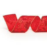 Fita Natal P/Laço 0,63x9,14M Floral Vermelho - Cromus