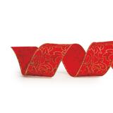 Fita Natal P/Laço 6,3Cmx9,14M Arabesco Floral Vermelho - Cromus