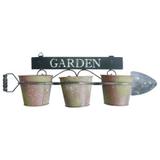 Floreira em Metal Gardem com 3 Vasos detalhes em pá de Jardinagem - The home
